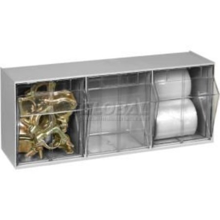 QUANTUM STORAGE SYSTEMS Quantum Tip Out Storage Bin QTB303 - 3 Compartments Gray QTB303GY